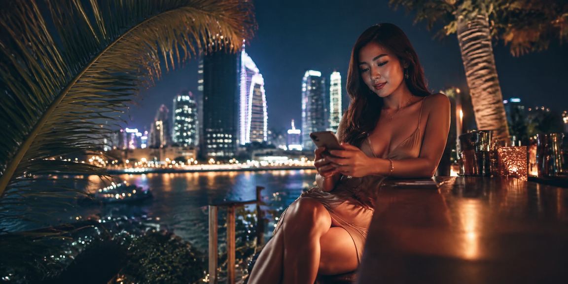 Người dùng TP. Hồ Chí Minh chơi xổ số trực tuyến trên điện thoại giữa ánh đèn neon phố thị